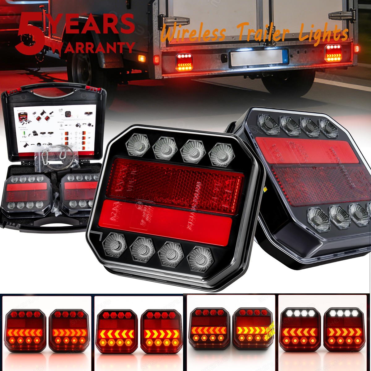 New Wireless Rear LED Submersible Magnetic Trailer Tail Lights Boat Truck IP65