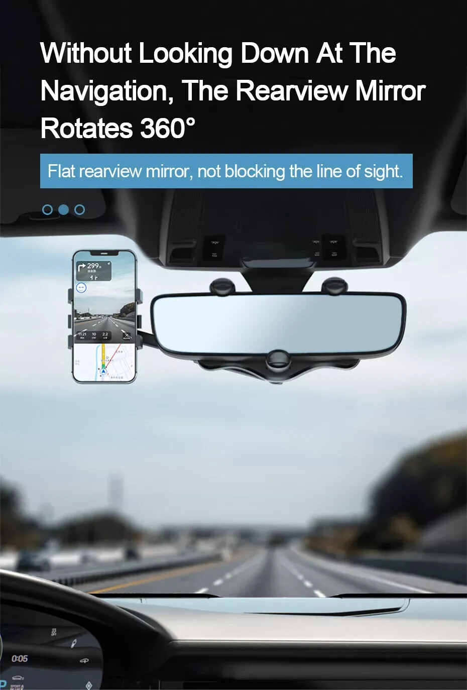 360° Car Rear View Mirror Mount Holder Stand for Apple iPhone Android Phone