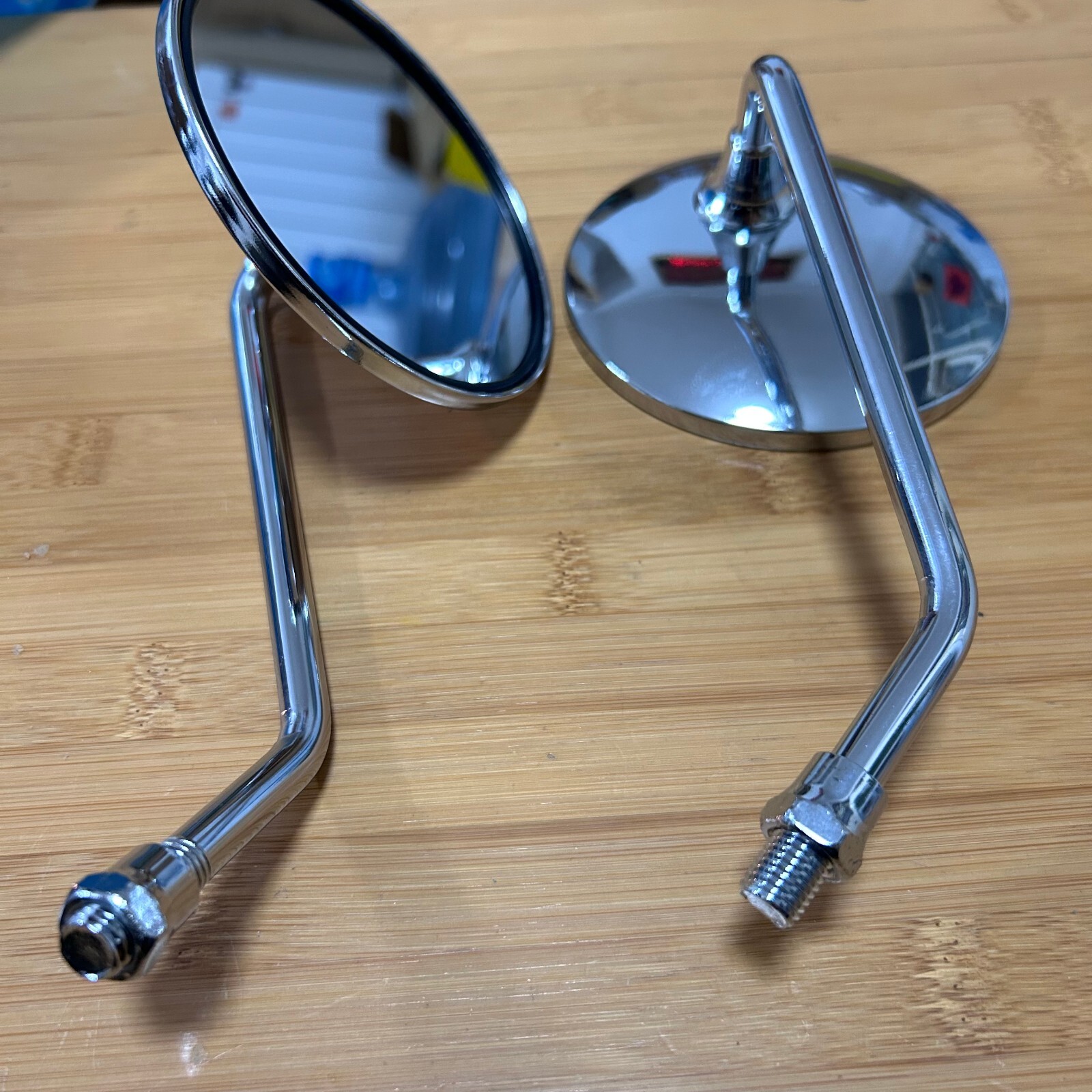 Motorcycle Rearview Mirror Set 10 mm Chrome Round Shape – Classic Style