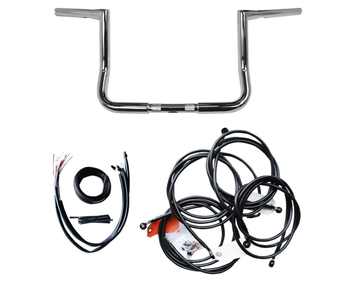 LA Choppers 1-1/4in. Big Twin Peaks Handlebar Kit – 14in. – Black LA-7361KT1-14B