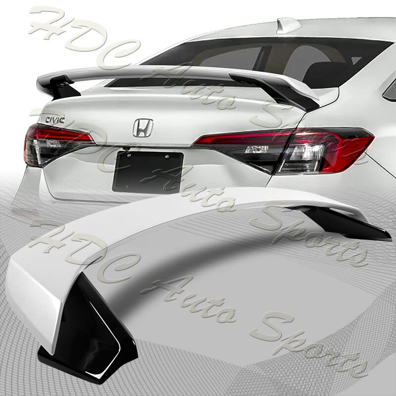 For 2022-2024 Honda Civic Sedan HP-Style 2-Tone White & Black Trunk Spoiler Wing