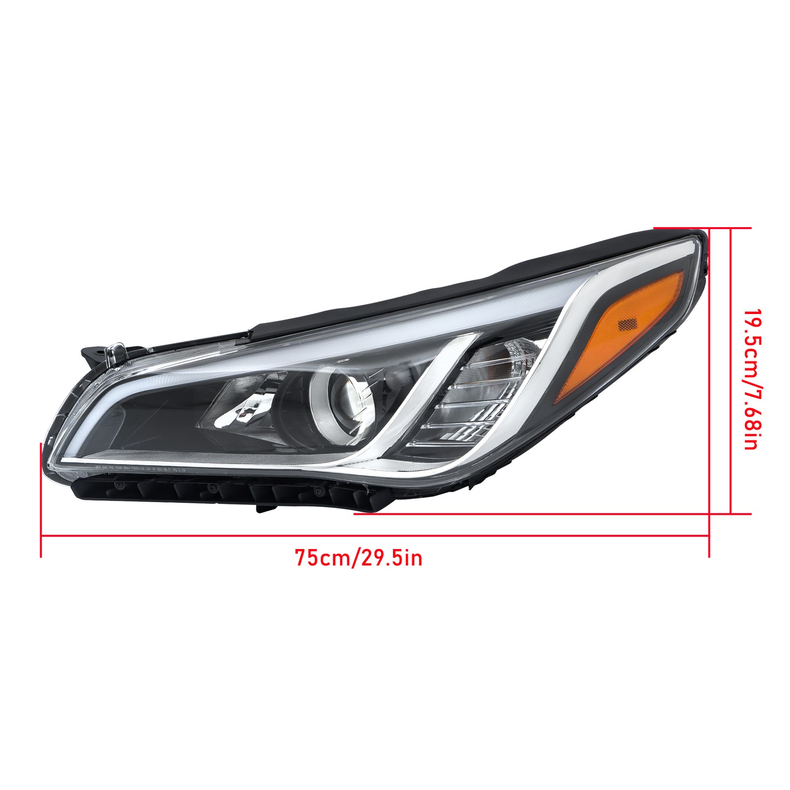 Pair Headlights Assembly Black For 2015-2017 Hyundai Sonata Halogen Clear Lens