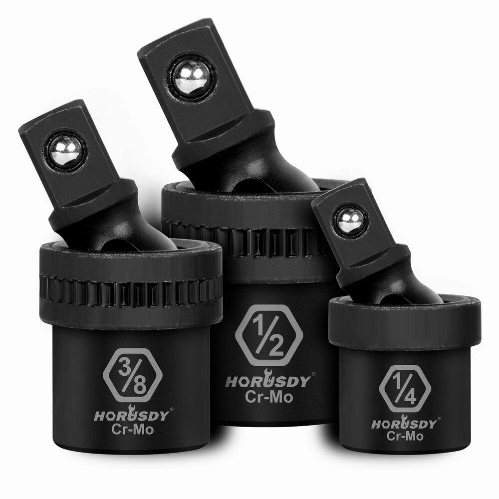 3 PC Pneumatic Impact Universal Joint Socket Set Swivel Ball 1/2″ 3/8″ 1/4″