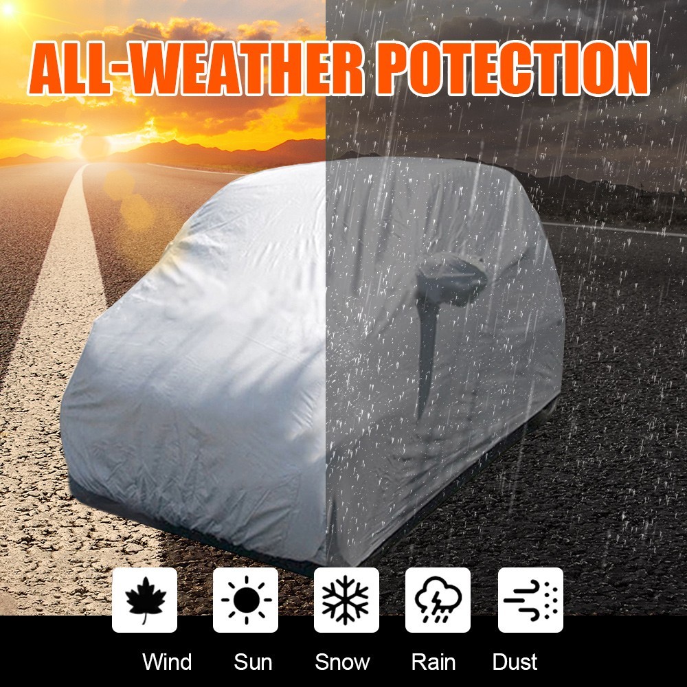 Universal Car Cover Size L Silver Breathable All Weather Protection Waterproof