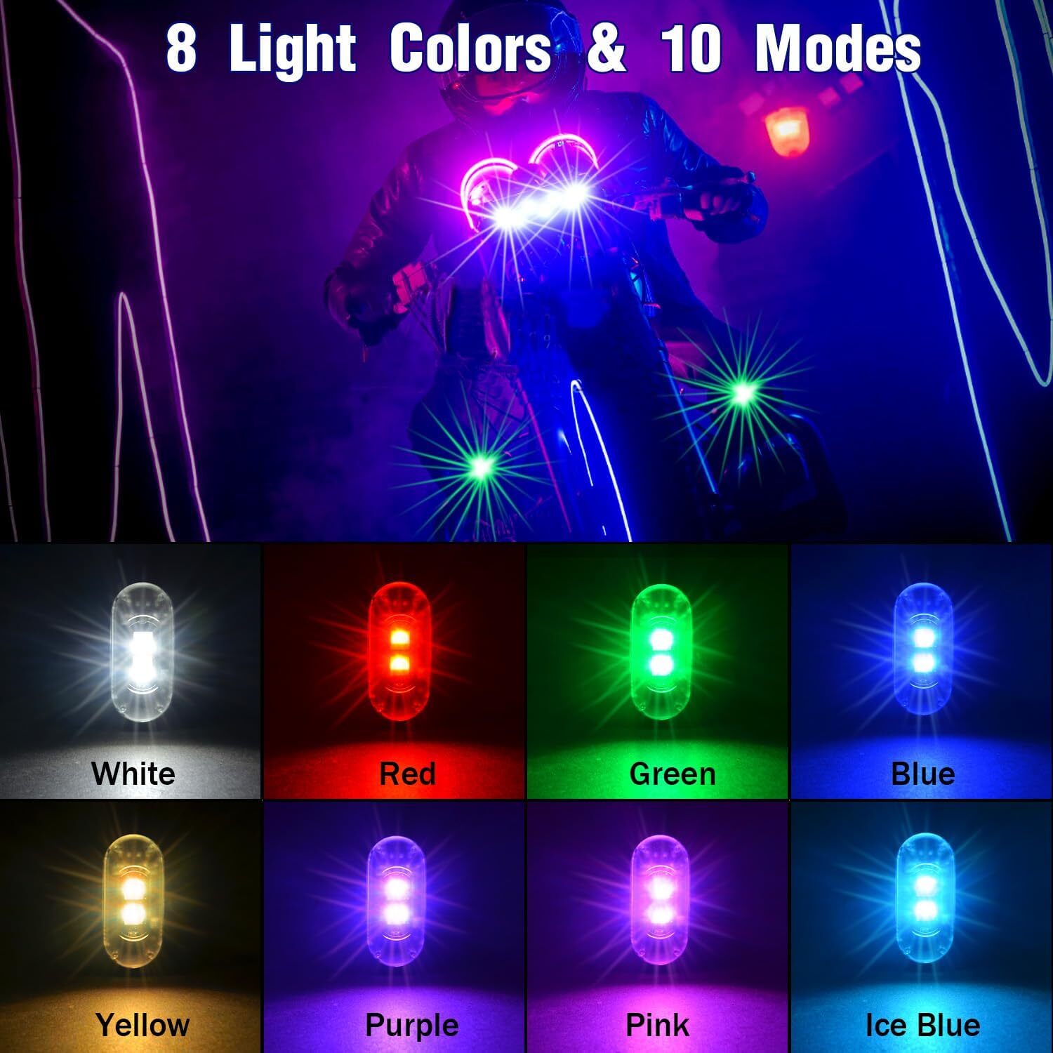 High Brightness Wireless LED Strobe Light 7 Colors Rechargeable Flashing Lights