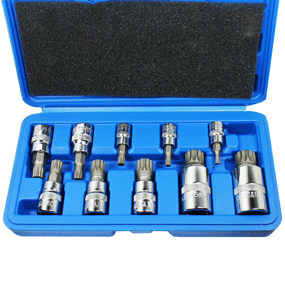 10pc XZN Triple Square 12 Point Spline Bit socket Set 4MM – 18MM