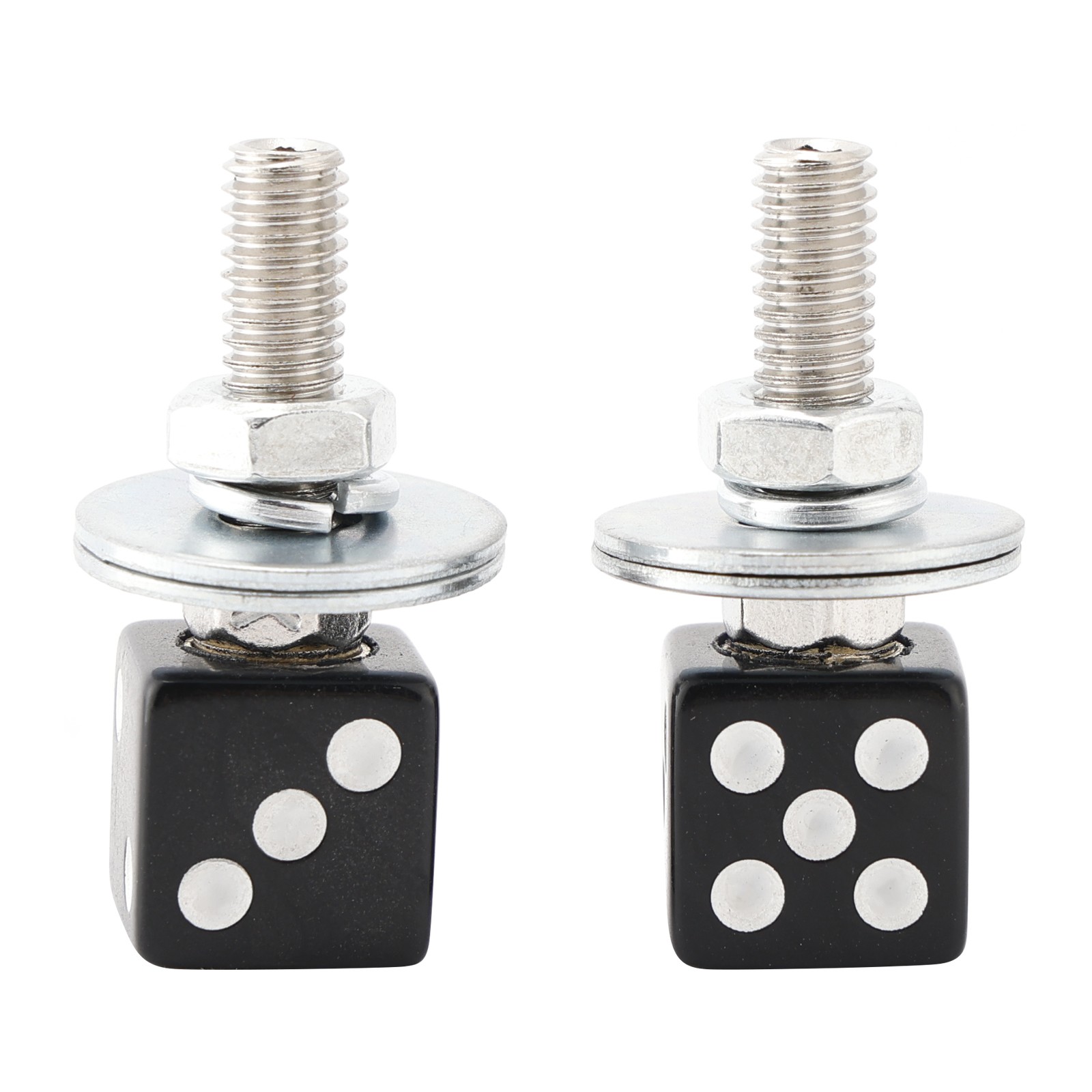 2xMotorcycle Bike Plastic Black Dice License Plate Bolt On Screw On Frame Nut