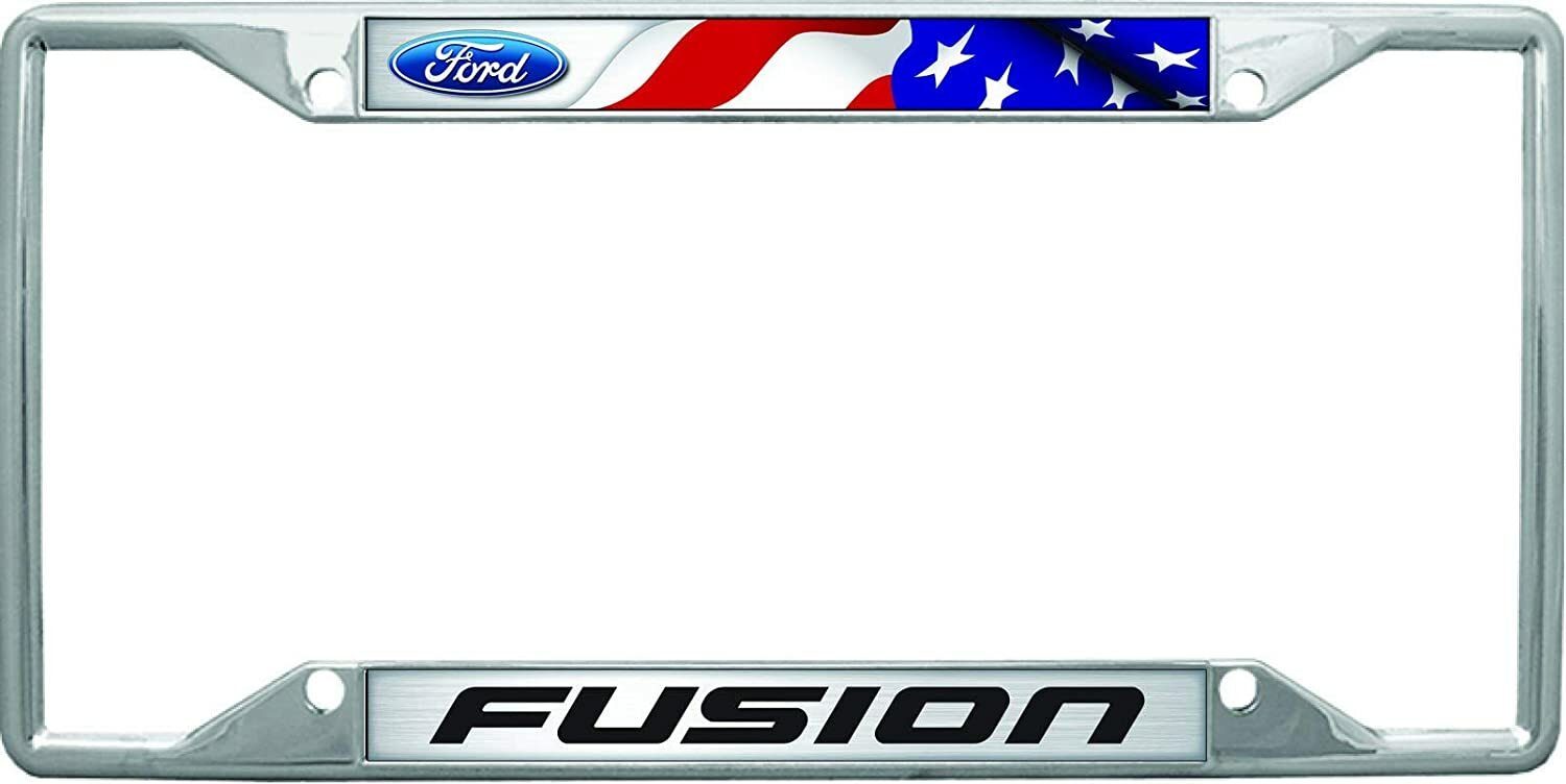 Eurosport Daytona Ford Fusion Flag Zinc Stainless Steel License Plate Frame