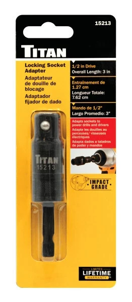 Titan 15213 1/2″ Drive 3″ Locking Socket Adapter – New