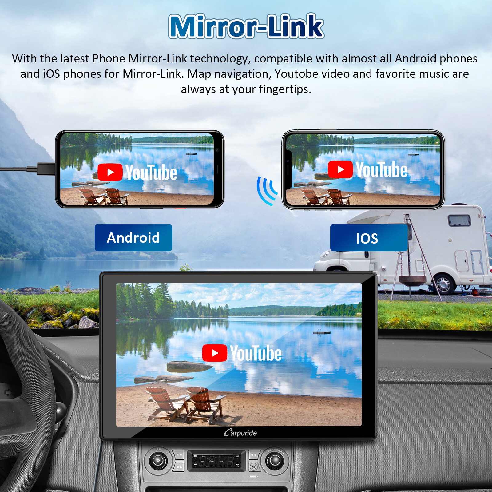 Carpuride W901Pro Dual Bluetooth Car Stereo Wireless Apple CarPlay Android Auto