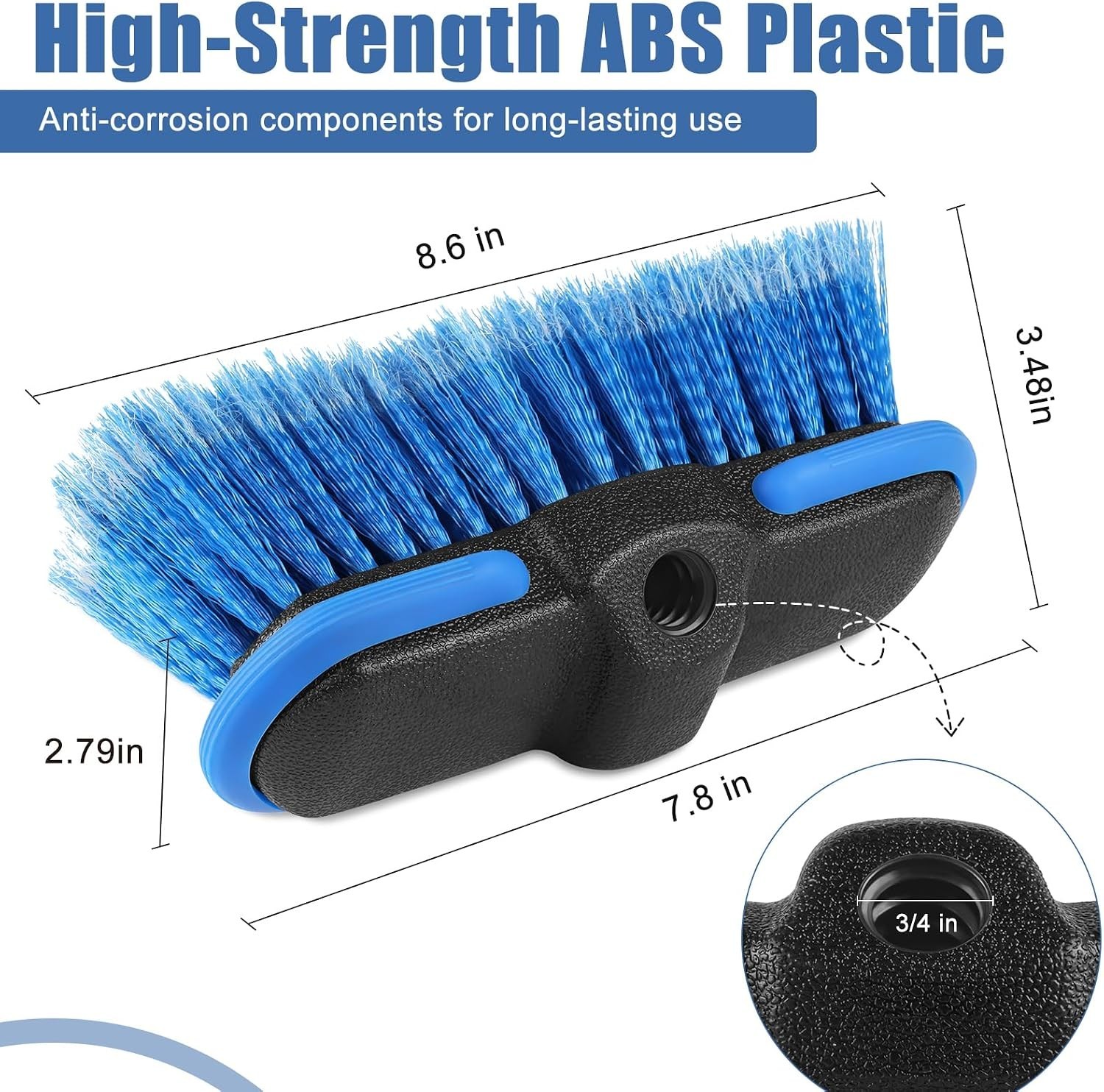 Soft Bristle Car Cleaning Brush 8” with Protective Bumper – Versatile and Safe