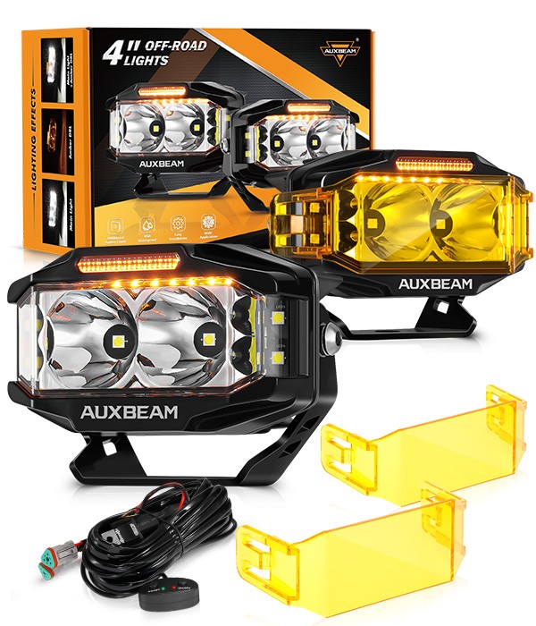 6Pcs AUXBEAM 4″ Side Shooter LED Driving Pods Fog Ditch Work Lights Amber DRL