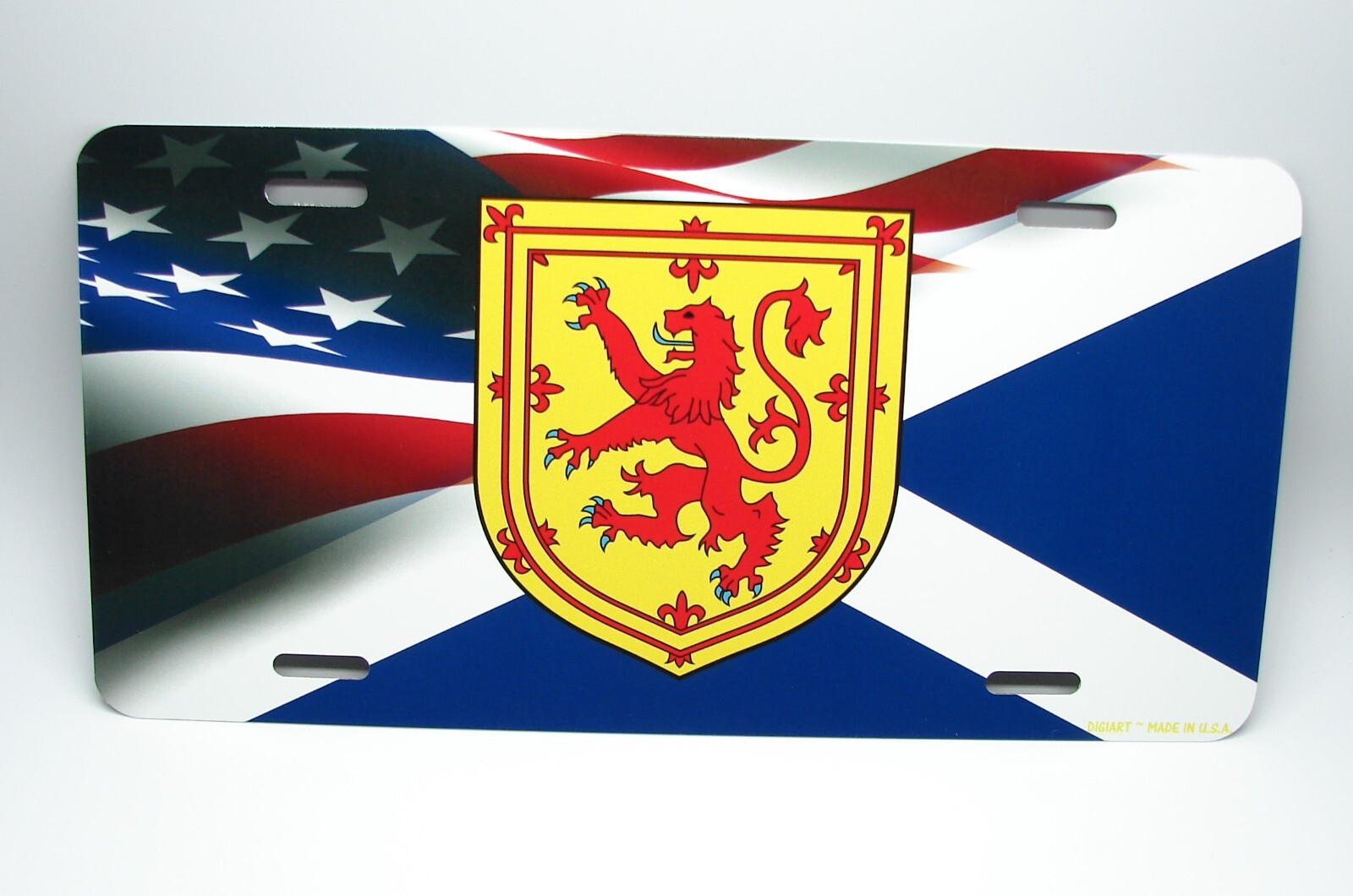 SCOTTISH AMERICAN FLAG CAR LICENSE PLATE St Andrew’s Cross Scottish Royal Arms