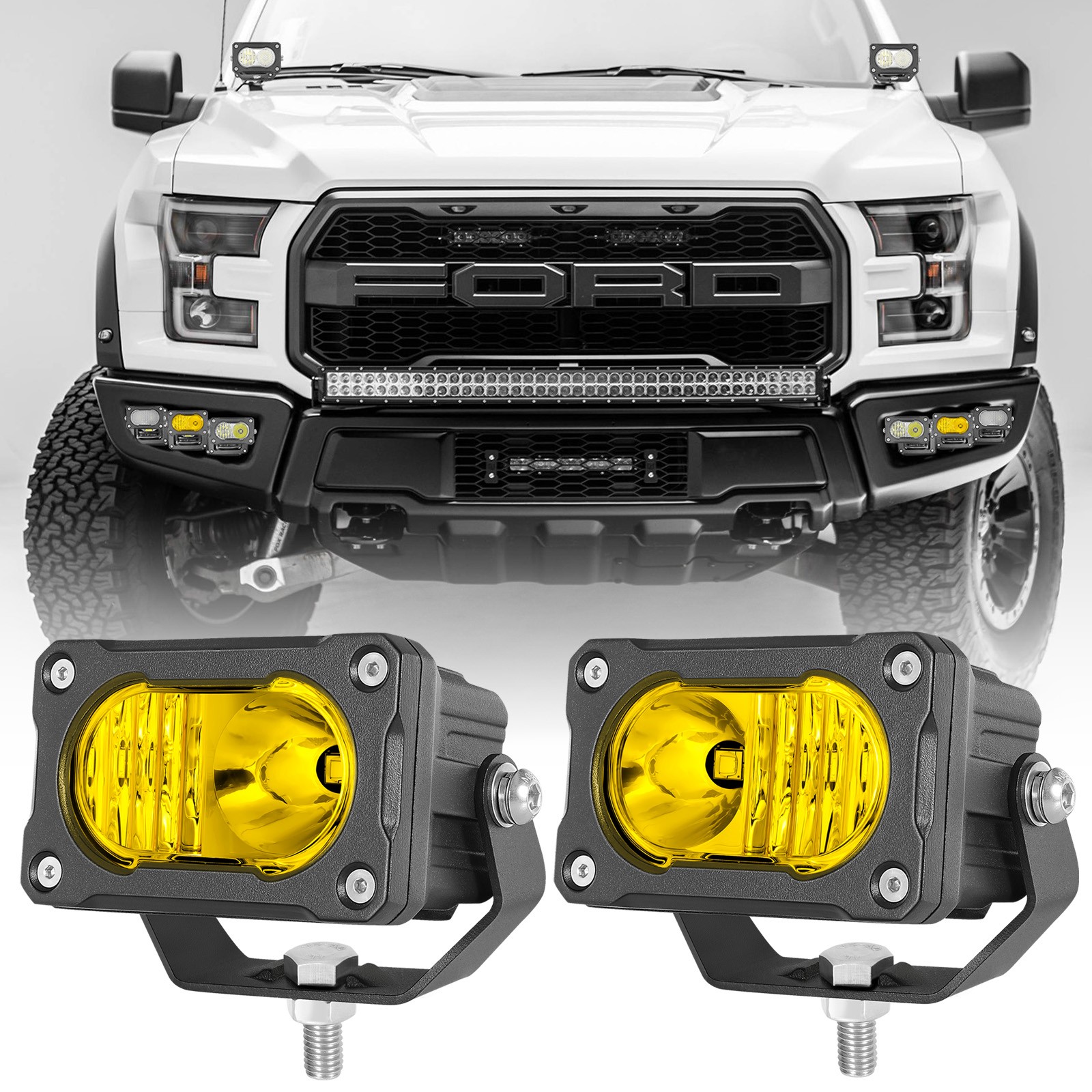 2X 3″ 40W PRO LED Cube Work Light Bar Combo Pods OffRoad Driving 4WD ATV+ Wiring