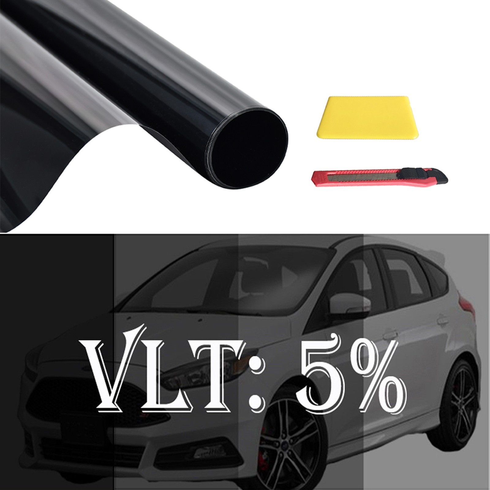 2Ply Uncut Roll Window Tint Film 5% VLT 20″ In x 100′ Ft Car Truck UV Protection