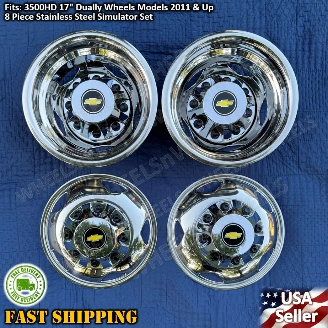 3500HD 17″ Stainless Steel Dually Wheel Simulator Set for models 2011 and Up