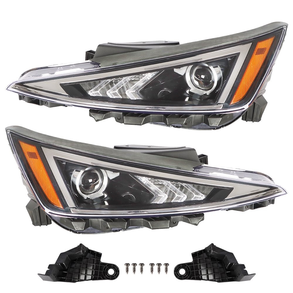 Driver&Passenger Headlight For Hyundai Elantra 2019 2020 Black Housing Halogen