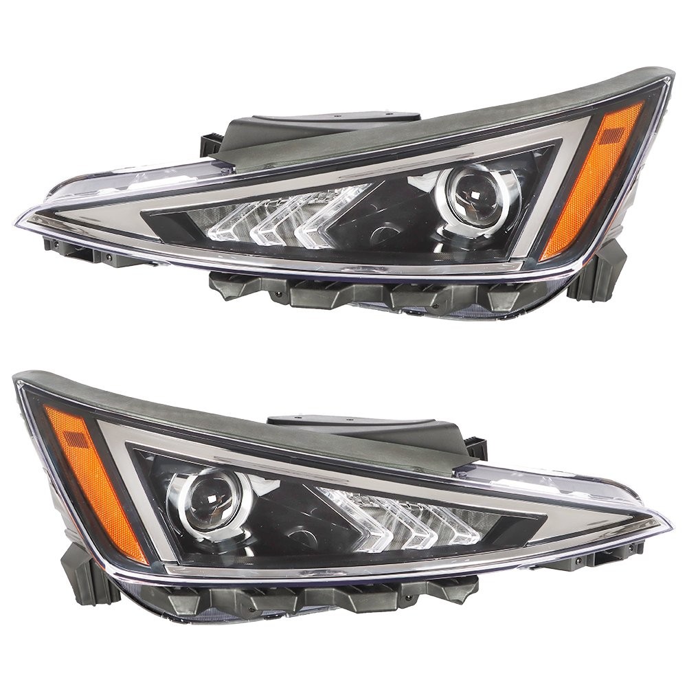 Driver&Passenger Headlight For Hyundai Elantra 2019 2020 Black Housing Halogen