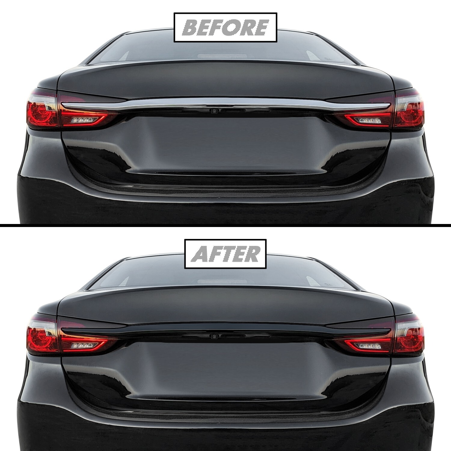 Chrome Delete Blackout Vinyl for 2018-21 Mazda 6 Trunk Trim