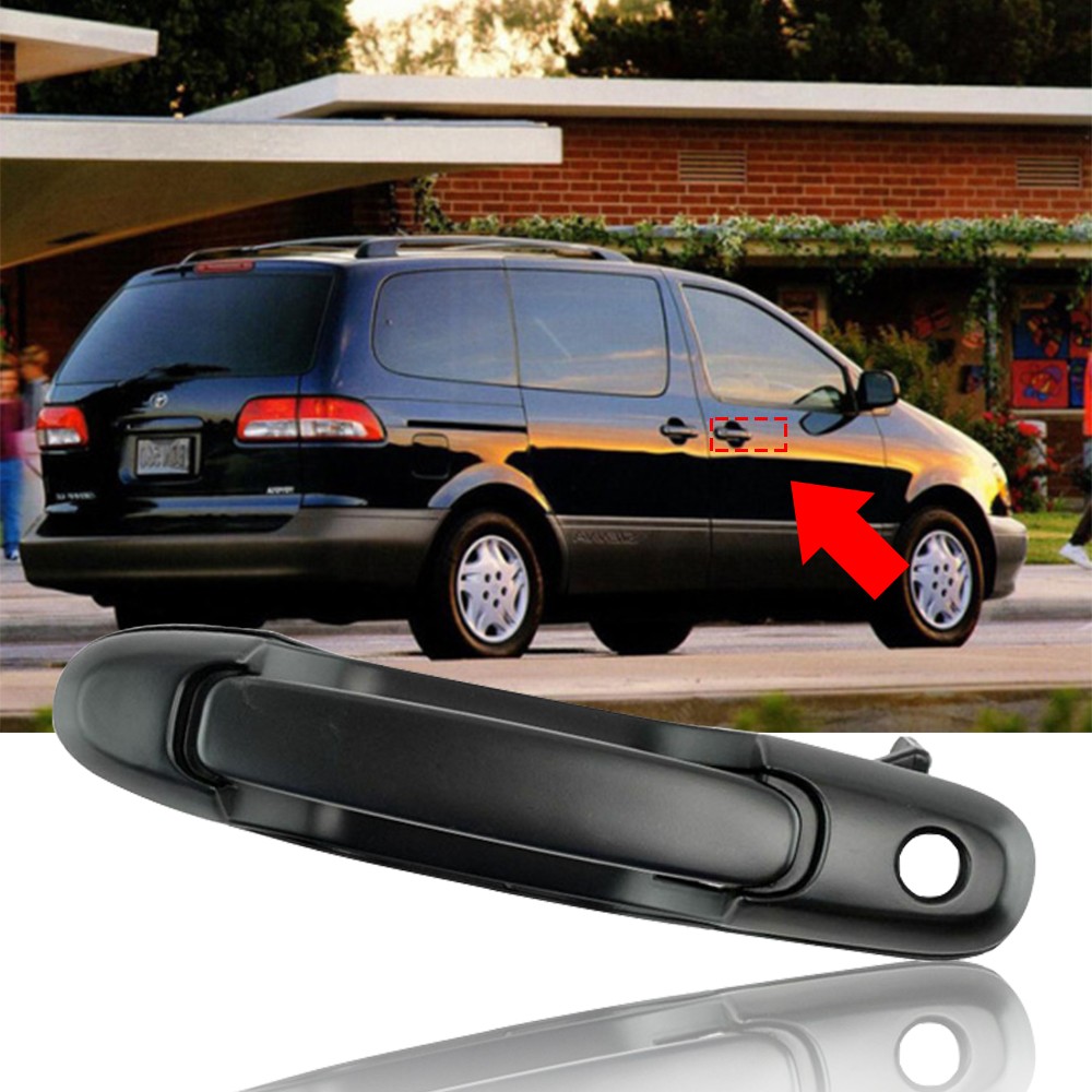 Front RH for 98-03 Toyota Sienna Passenger Side Black Exterior Outer Door Handle