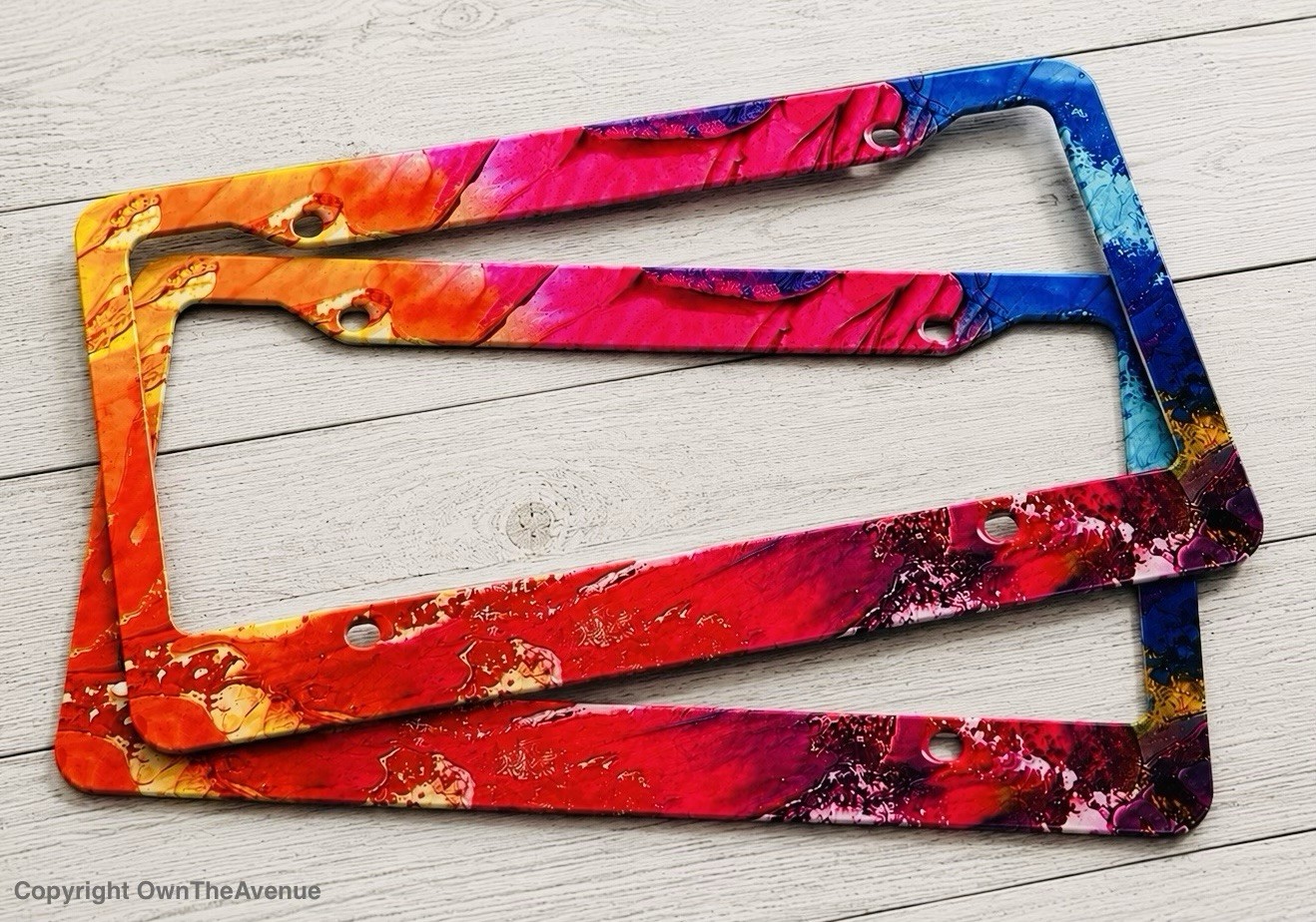 2 Pack – Paint Splatter Abstract Art License Plate Frames