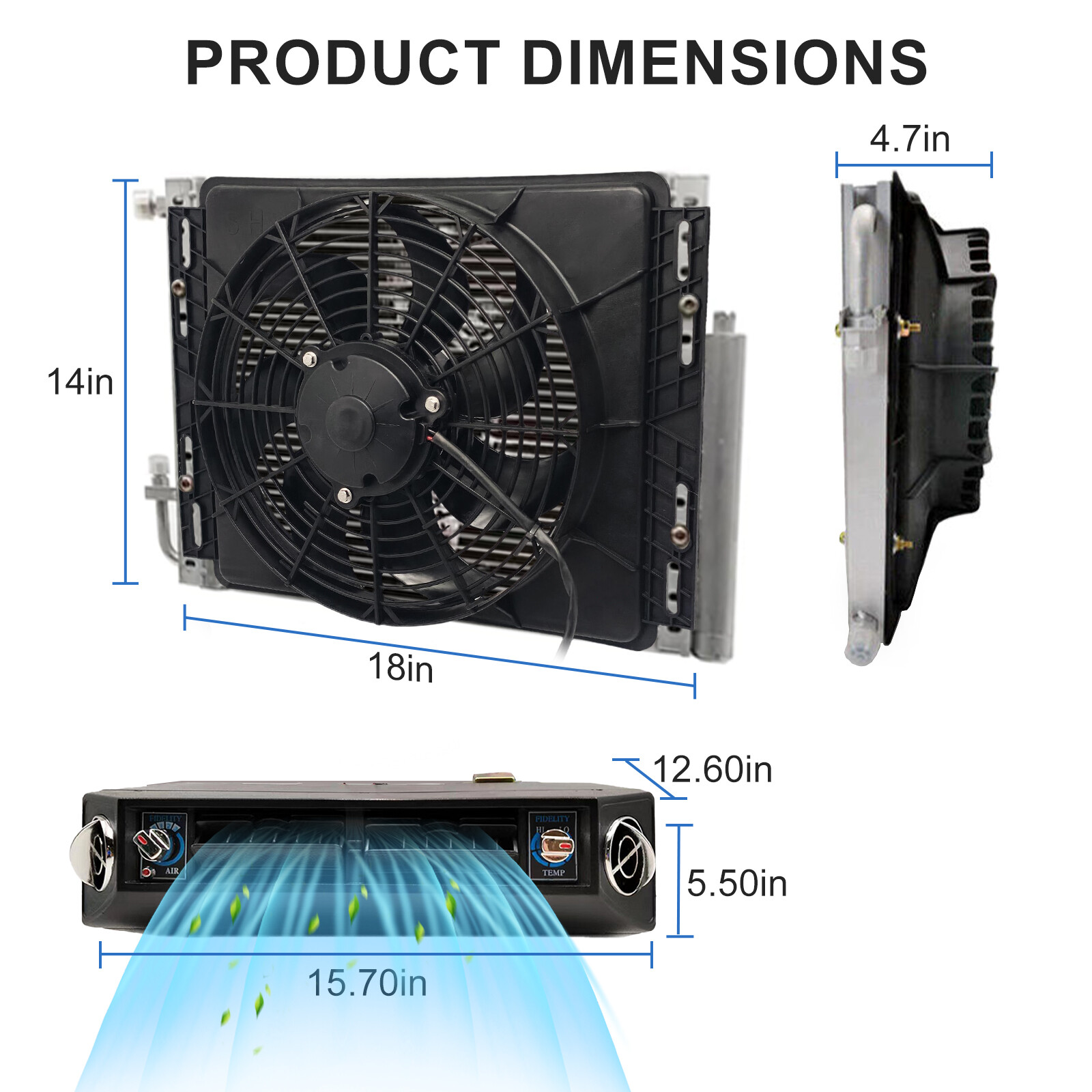 US 12V Underdash Electric Air Conditioner Only Cool AC Unit for Car Van
