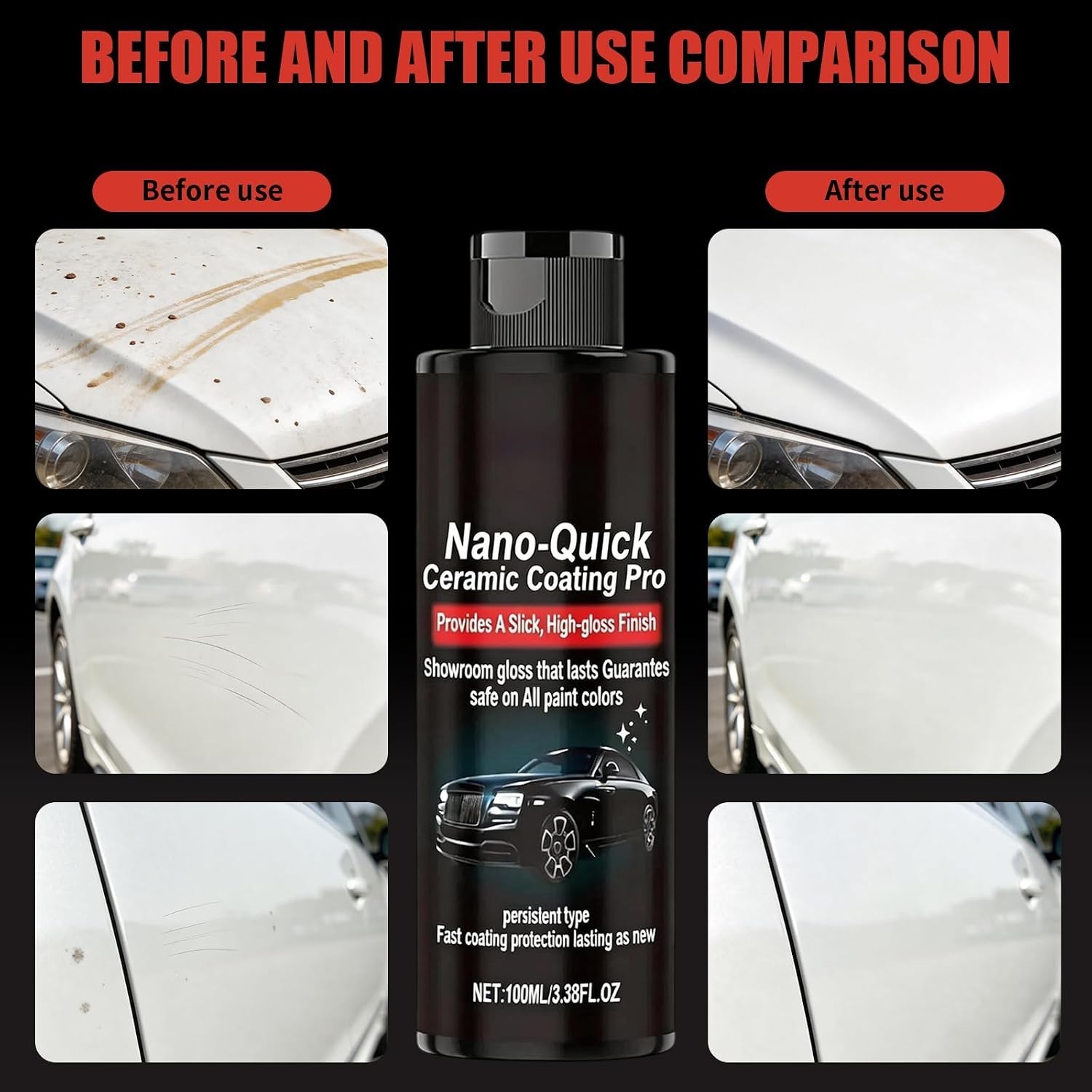 2PCS Nano-Quick Ceramic Coating Pro, Revolutionary Nano Spray for Car Detailing
