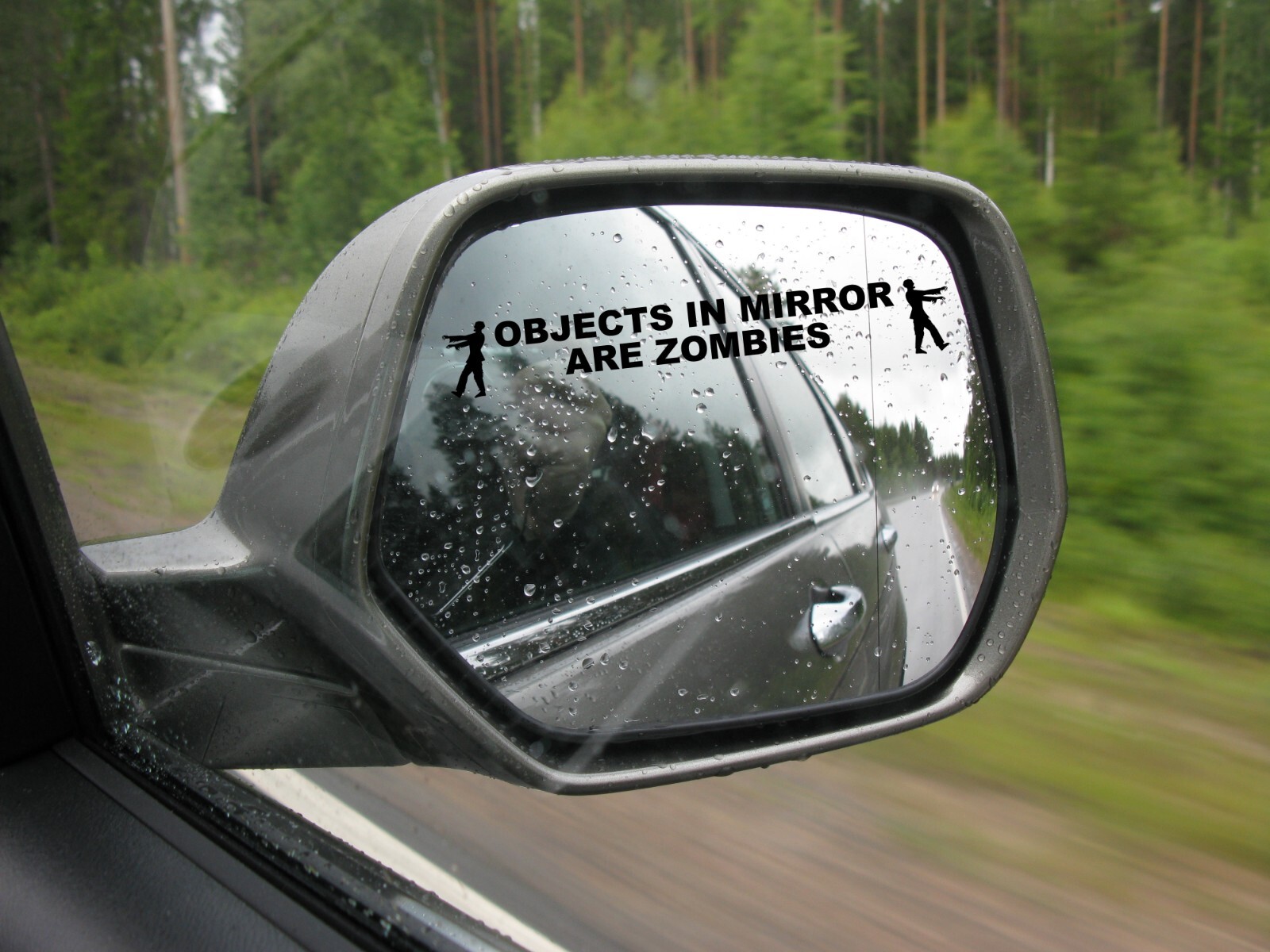 Objects In Mirror Are Zombies Joke Funny Hunting Car Vinyl Sticker Decal 5″