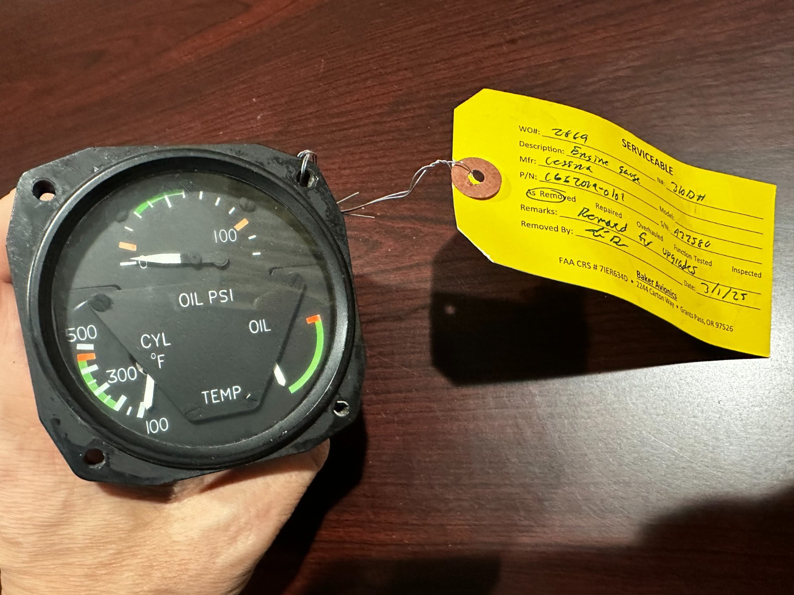 Cessna Oil, PSI temp CYL temp C662019-0101 guaranteed 30 days