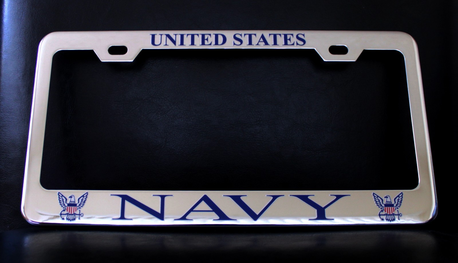 “UNITED STATES NAVY” License Plate Frame, Custom Made of Chrome Plated Metal