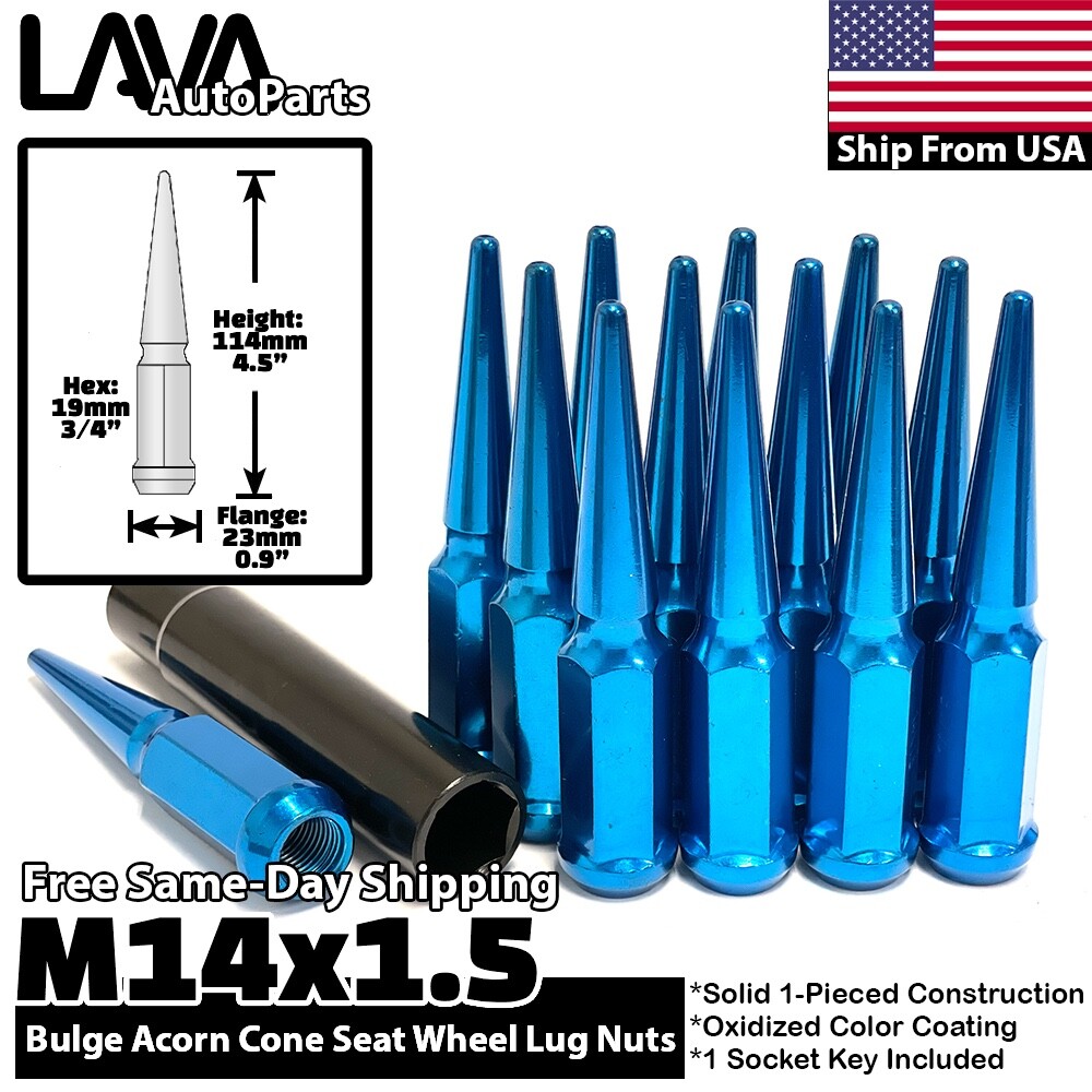 24x Blue 14×1.5 Spike Lug Nut Fit Chevy Silverado 1500 Tahoe Suburban Traverse