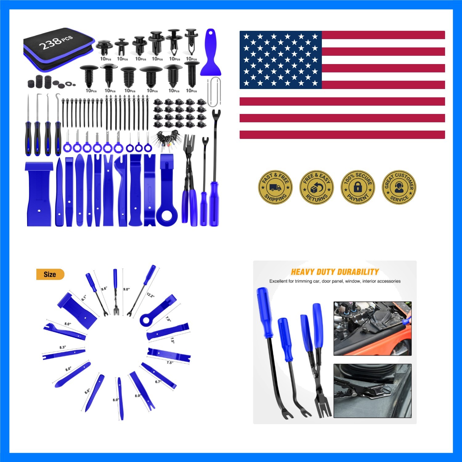238Pcs Auto Trim Removal Tool and Push Pin Retainer Clip Set | Fastener Termi…