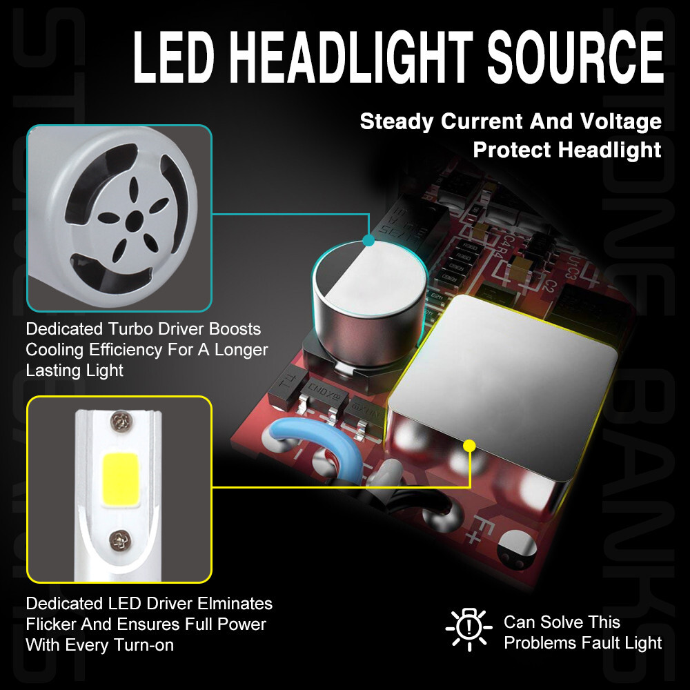H13 9008 High Low Beam LED Headlight Bulb White 6000K Super Bright 6000K