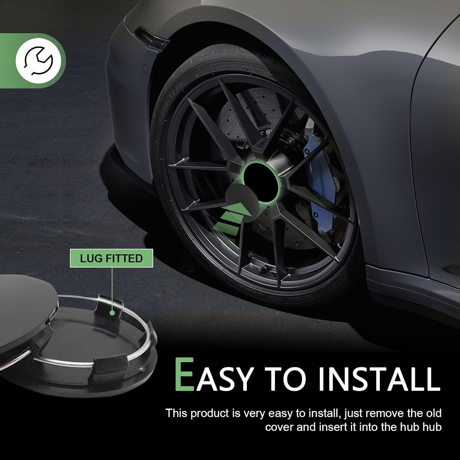 60MM Black Car Wheel Center Caps – 4PCS of Rustproof Hub Covers for All Vehicles