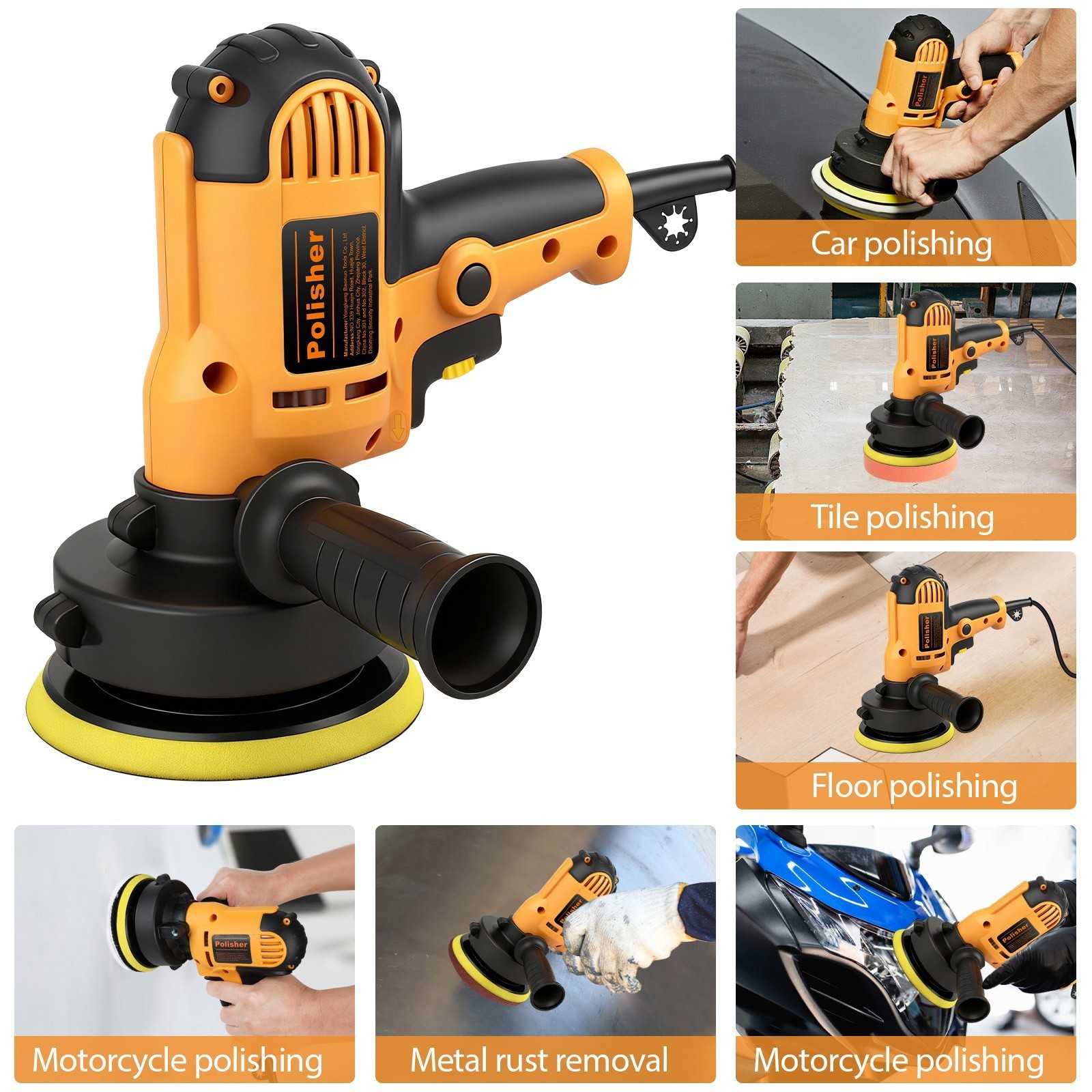✅Car Polisher Buffer Sander 1000W Polishing Machine Kit Waxing w/ 5″ Pad Bonnet