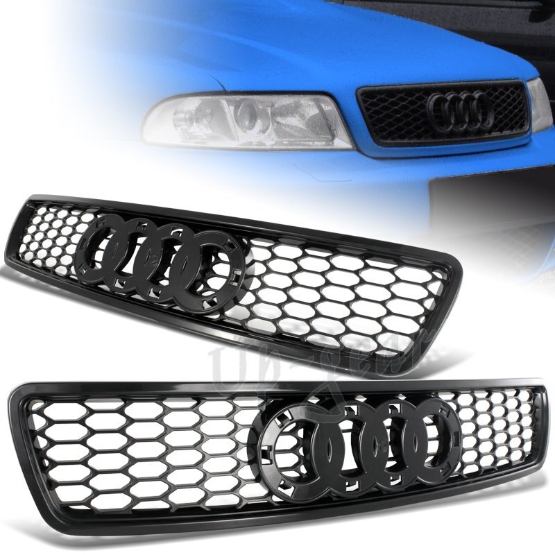 For 1996-2001 Audi A4 S4 B5 Black ABS Plastic Sport Mesh Front Hood Grille Grill