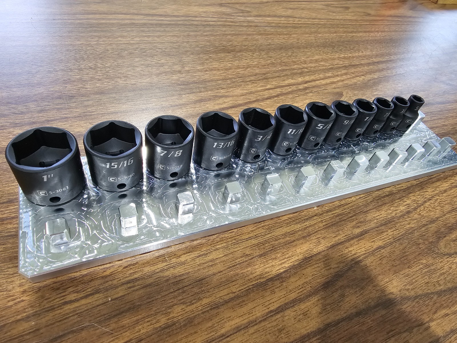 3/8 Drive Socket Organizer 2 Row 1/4″ -1″ SAE – Tool Box Billet