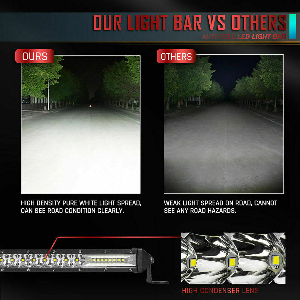 10inch LED Light Bar Slim Spot Flood Combo Work SUV Boat Offroad Driving ATV 4WD