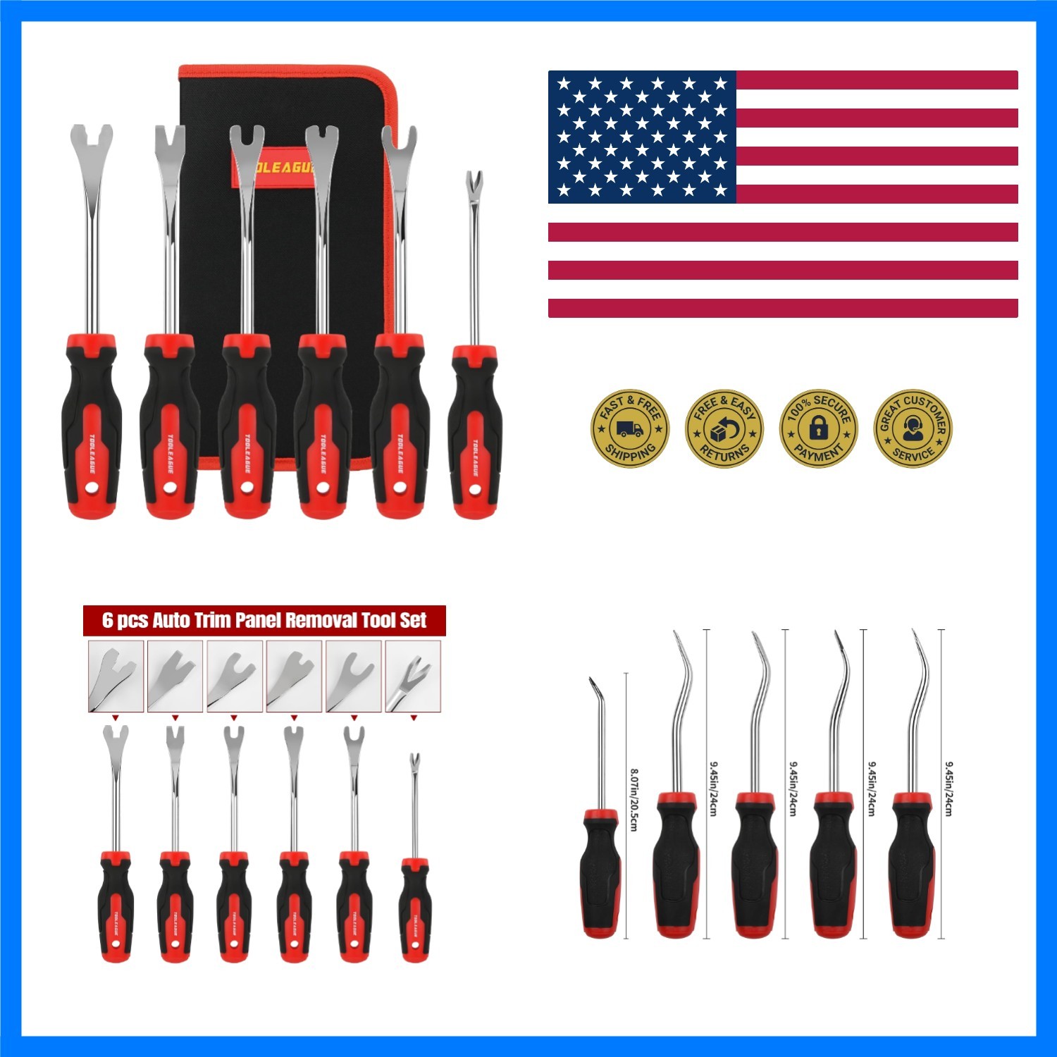 6Pcs Auto Upholstery Trim Panel Removal Tool Set | Car Trim Removal Tool, Fas…