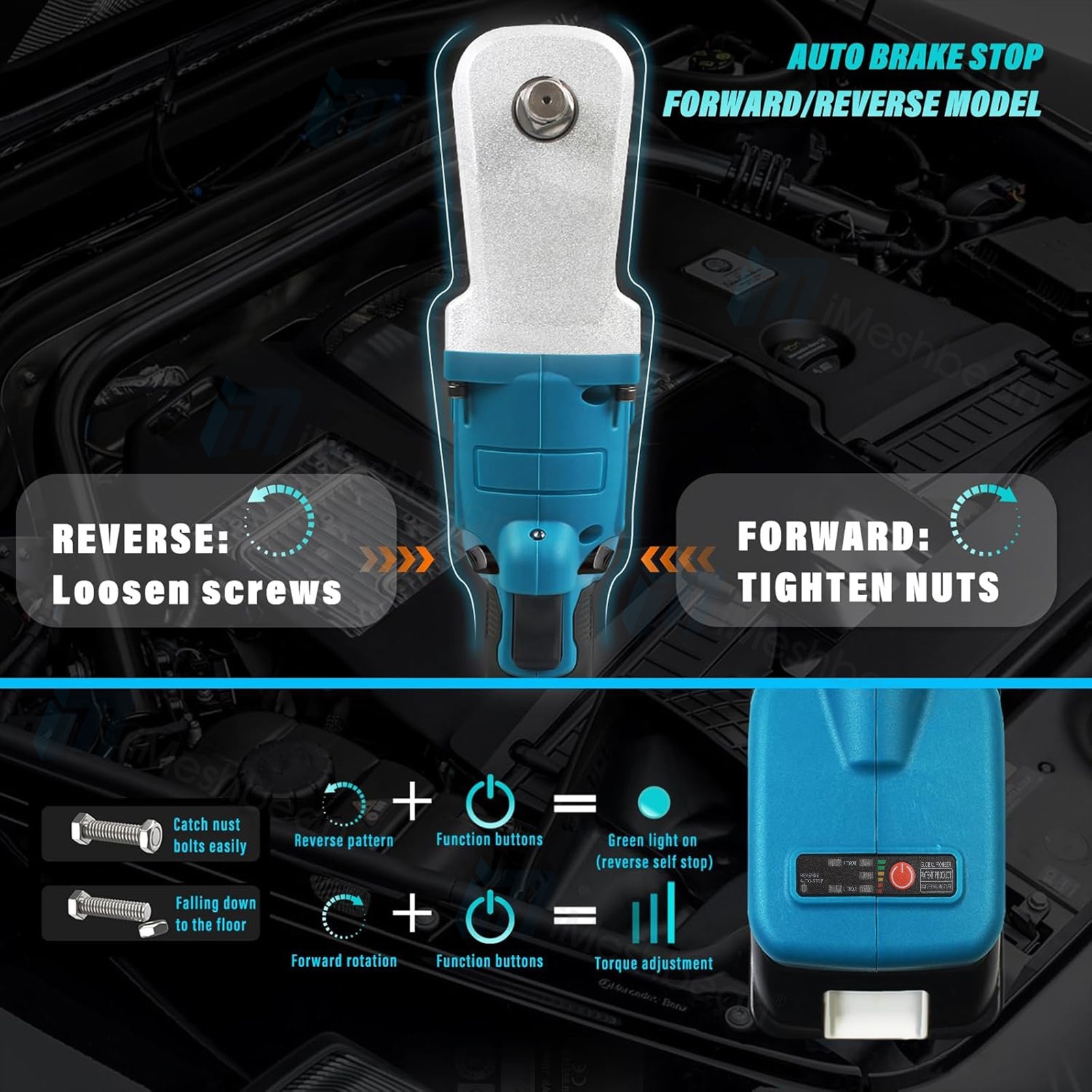 Cordless Compact Impact Driver Hammer Drill Combo Kit with 2 Battery & Charger