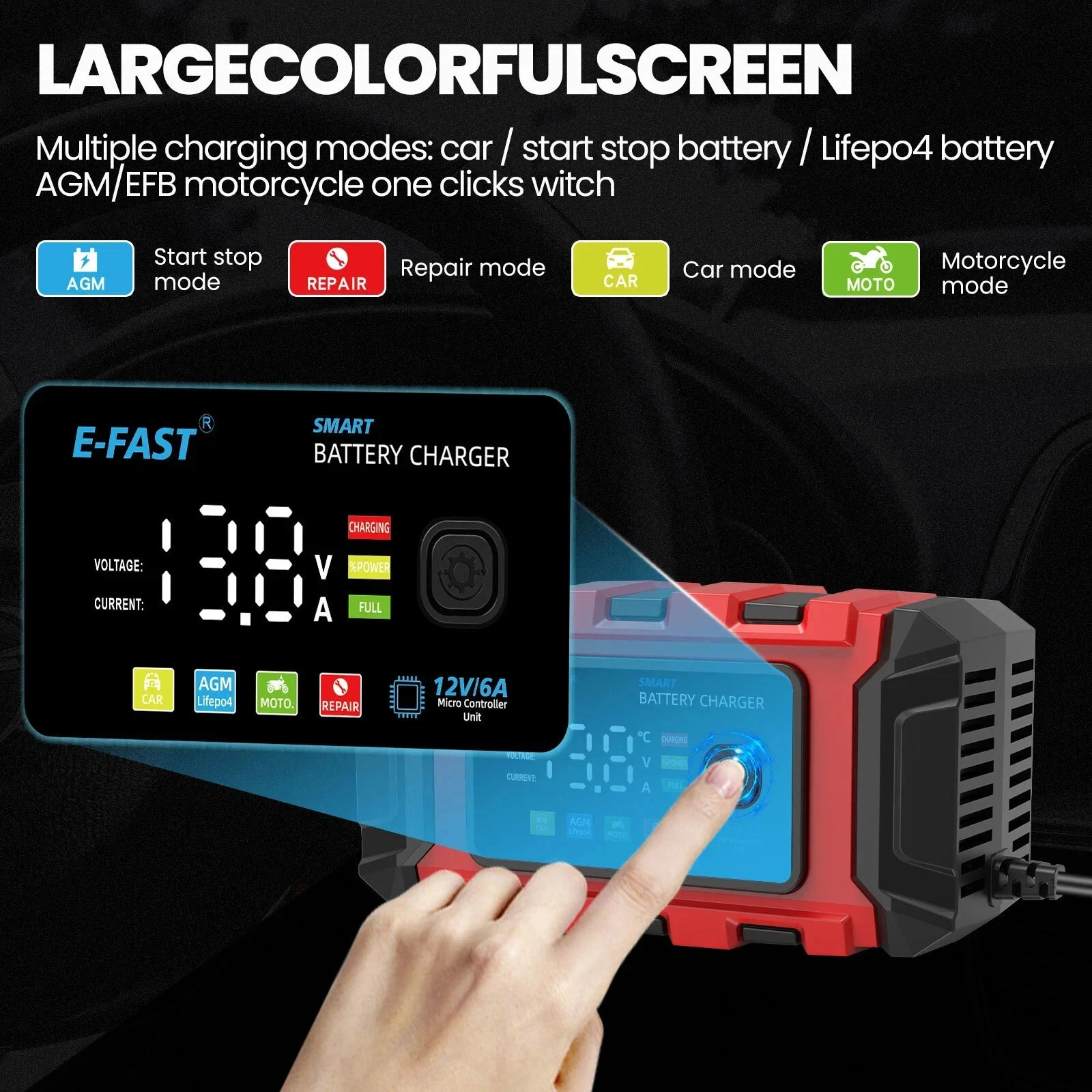 Car Battery Charger Heavy Duty 12V Smart Automatic Intelligent Pulse Repair