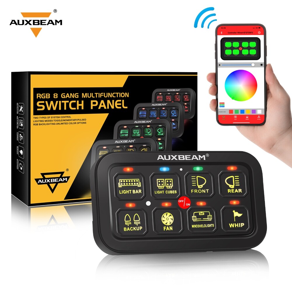 AUXBEAM AR-800 Multifunction 8 Gang RGB Switch Panel with bluetooth Controller