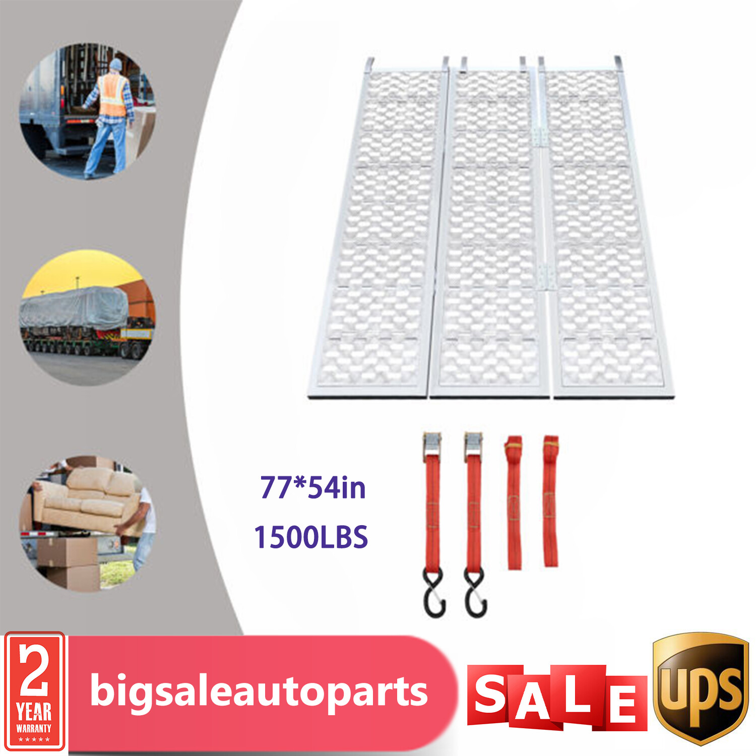Aluminum Loading Ramp Folding Trailer Ramp For Motorcycle ATV UTV Trucks 1500LBs