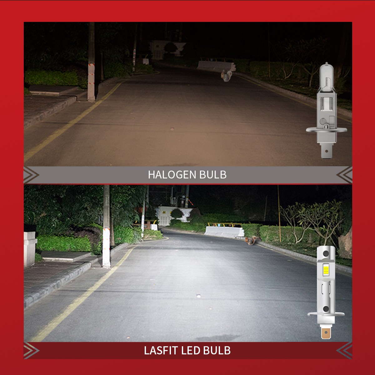 LASFIT 2x H1 LED Headlight Bulb Kit High or Low Beam or Fog Light Lamp 6000K 60W