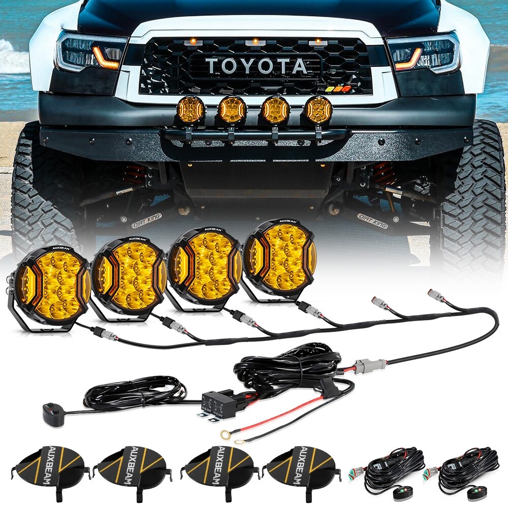 4x Auxbeam 5″ 172W LED Side Shooter Pods DRL/Spot Offroad Light w Harness 6Leads