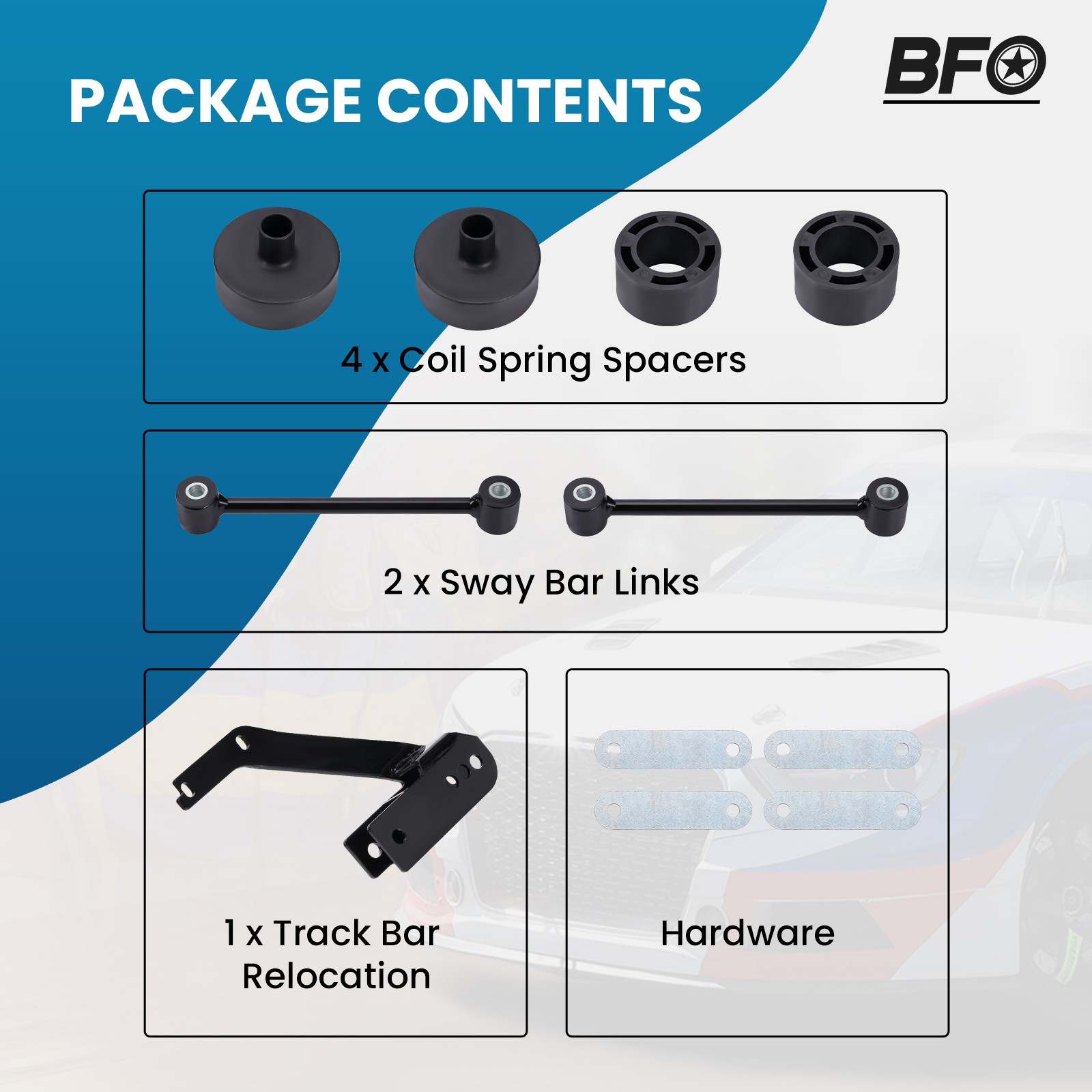 BFO 2.5″ Front 2″ Rear Leveling Lift Kit for Jeep Wrangler JK 2007-18
