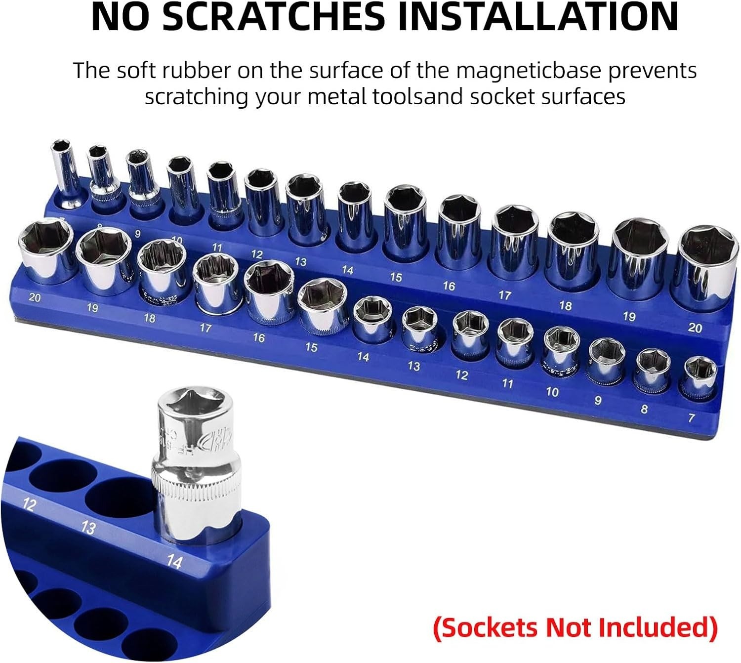 3/8 Inch Magnetic Socket Organizer,2-Pack Metric &SAE Sockets Holder Set
