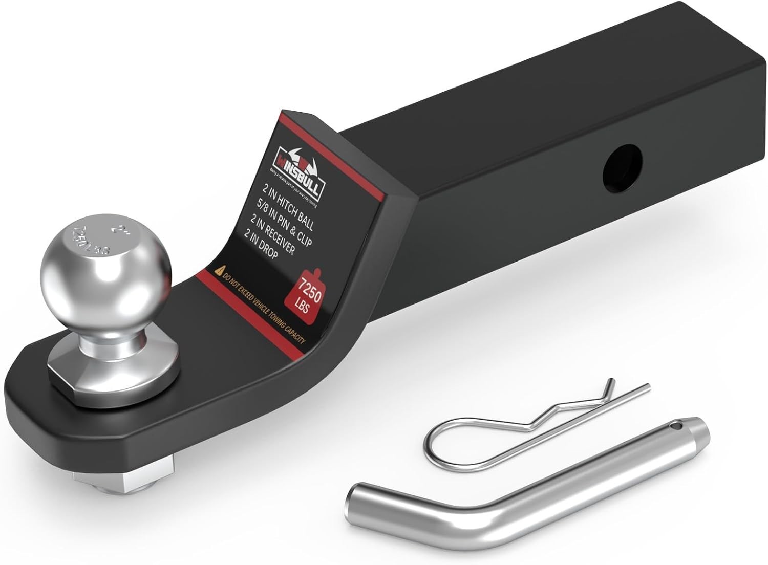 2 Inch Ball Trailer Hitch 2 in Drop Receiver Hitch with 2 in Shank & Hitch Pin f