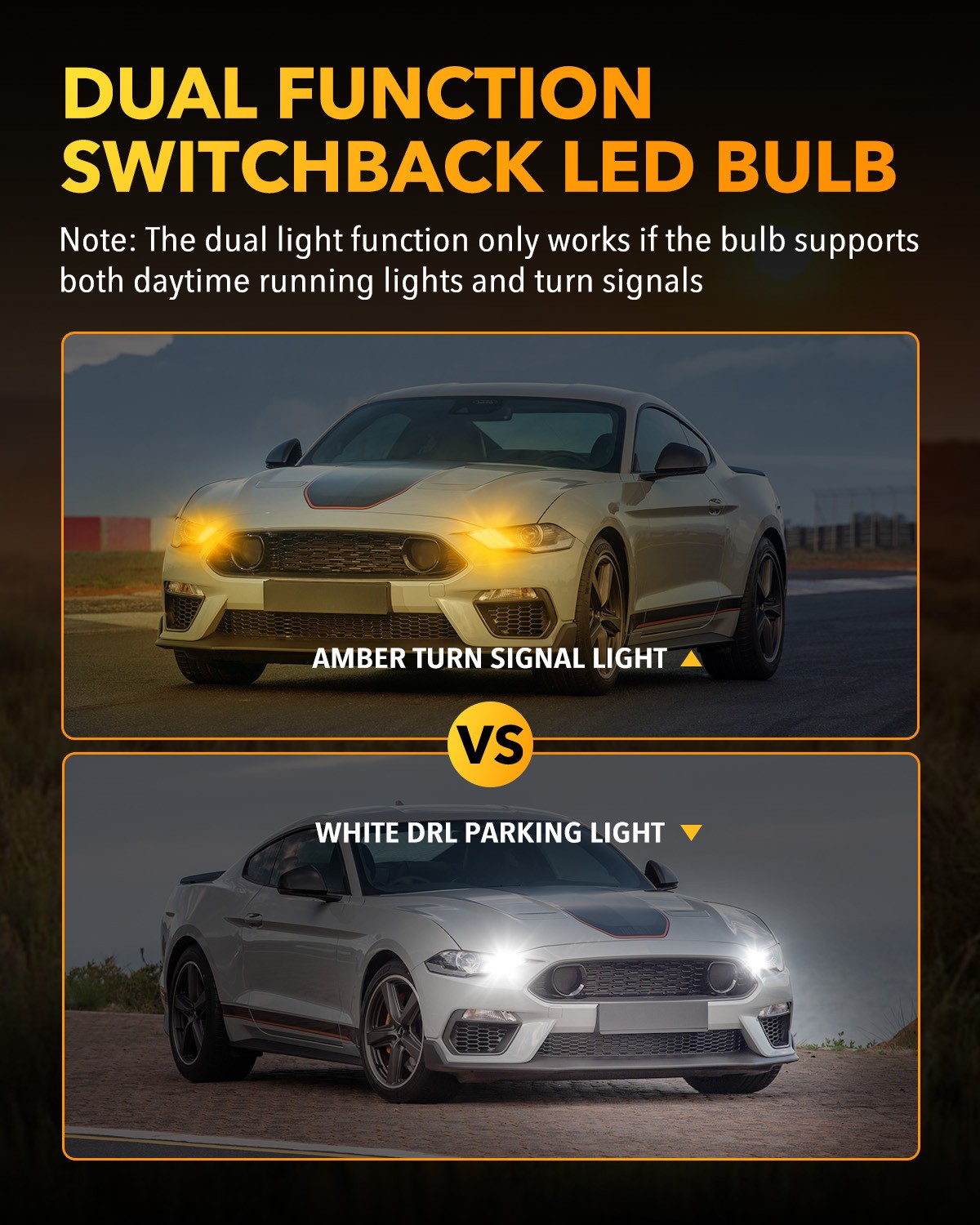 Switchback 7443 LED Turn Signal Light Bulbs White Amber for GMC Sierra 2001-2013