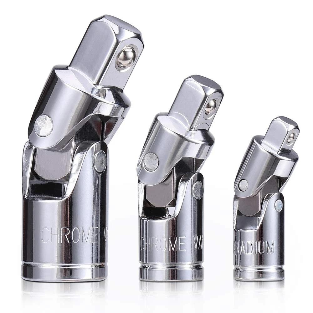 3pcs Universal Joint Socket Set, Chrome Vanadium Steel Swivel Socket Adapter …